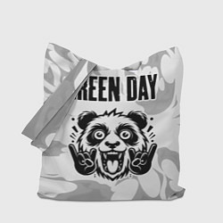 Сумка-шоппер Green Day рок панда на светлом фоне