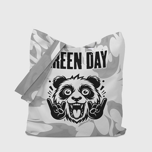 Сумка-шоппер Green Day рок панда на светлом фоне / 3D-принт – фото 1
