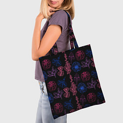 Сумка-шопер Неоновые разноцветные цветы, цвет: 3D-принт — фото 2