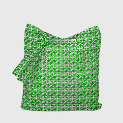 Сумка-шопер Белые плюсики на зелёном фоне, цвет: 3D-принт