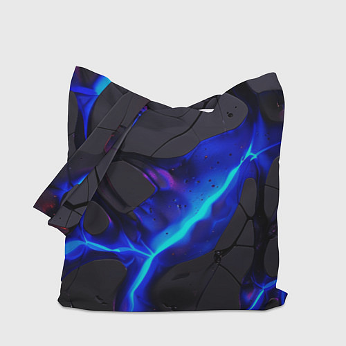 Сумка-шоппер Темный синий неон из разлома плит / 3D-принт – фото 1