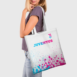 Сумка-шопер Juventus neon gradient style посередине, цвет: 3D-принт — фото 2