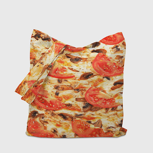 Сумка-шоппер Пицца с грибами и томатом - текстура / 3D-принт – фото 1