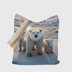 Сумка-шоппер Polar bear with her cubs - ai art