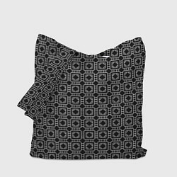 Сумка-шоппер Белый геометрический узор на черном фоне