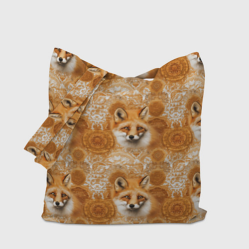 Сумка-шоппер Лакшери паттерн с золотыми лисицами / 3D-принт – фото 1