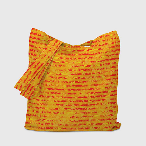 Сумка-шоппер Яркий красно-жёлтый абстарктный полосатый / 3D-принт – фото 1