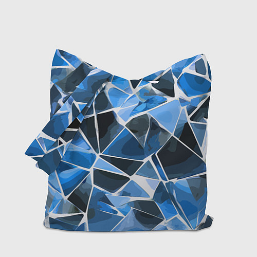 Сумка-шоппер Чёрно-синяя абстракция и белые полосы / 3D-принт – фото 1