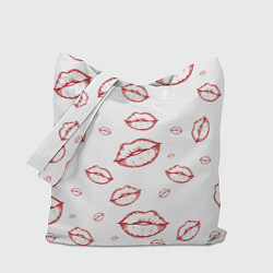 Сумка-шоппер Паттерн красные губы на белом - lips classic