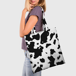Сумка-шопер Черно белый коровий узор, цвет: 3D-принт — фото 2