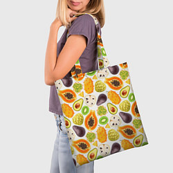 Сумка-шопер Экзотический фруктовый узор, цвет: 3D-принт — фото 2