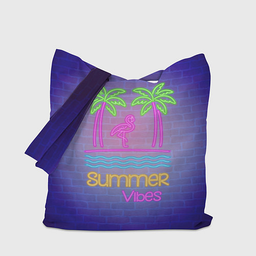 Сумка-шоппер Неоновые пальмы и фламинго summer vibes / 3D-принт – фото 1