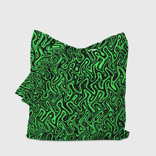 Сумка-шоппер Чёрно-зелёный абстрактный узор / 3D-принт – фото 1