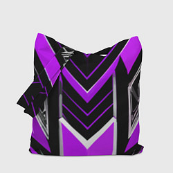 Сумка-шоппер Фиолетово-серые полосы на чёрном фоне