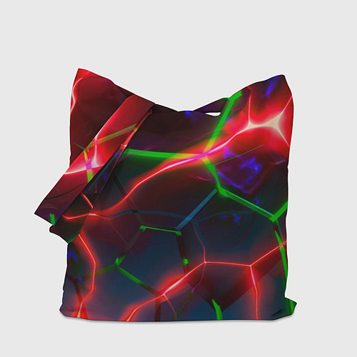 Сумка-шоппер Неоновые яркие зеленые плиты с красным светом / 3D-принт – фото 1