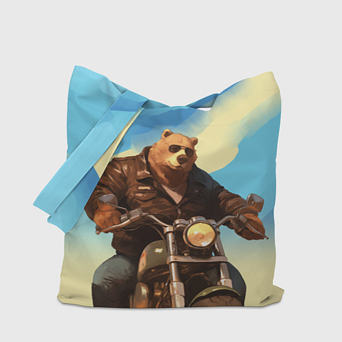 Сумка-шоппер Медведь на мотоцикле - байкер / 3D-принт – фото 1