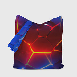 Сумка-шопер Светящиеся лавой неоновые плиты в разломе, цвет: 3D-принт