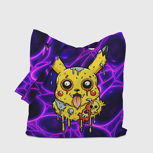 Сумка-шоппер Растекшийся Пикачу зомби на неоне / 3D-принт – фото 1