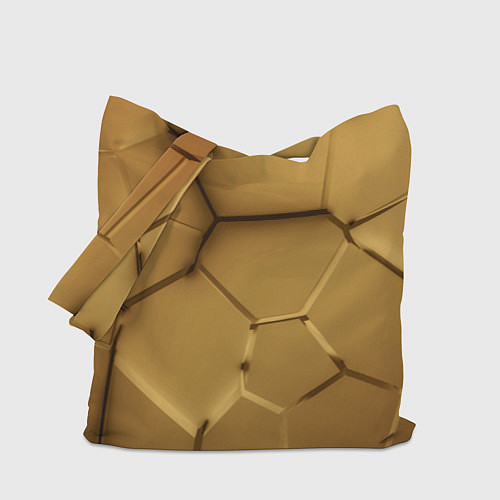 Сумка-шоппер Золотые неоновые плиты в разломе / 3D-принт – фото 1