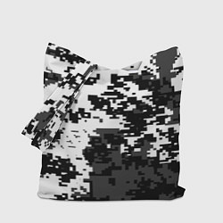 Сумка-шоппер Камуфляжные пиксели чёрно белый