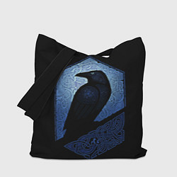 Сумка-шопер Славянский ворон в узоре орнаменте, цвет: 3D-принт