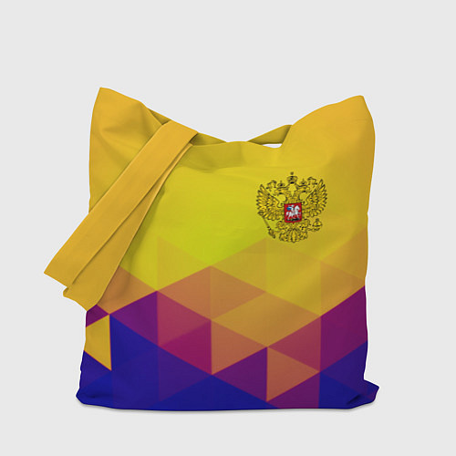 Сумка-шоппер Желтая геометрия - спорт Россия с гербом / 3D-принт – фото 1
