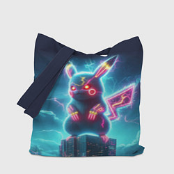 Сумка-шоппер Пикадзила на крыше небоскрёба - неоновое свечение: