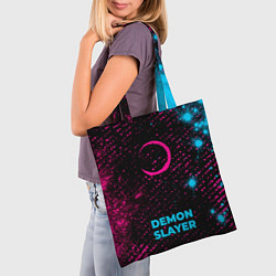 Сумка-шопер Demon Slayer - neon gradient по-центру, цвет: 3D-принт — фото 2