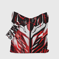 Сумка-шоппер Агрессивная красно-белая абстракция на чёрном фоне
