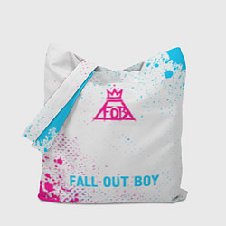 Сумка-шопер Fall Out Boy neon gradient style по-центру, цвет: 3D-принт