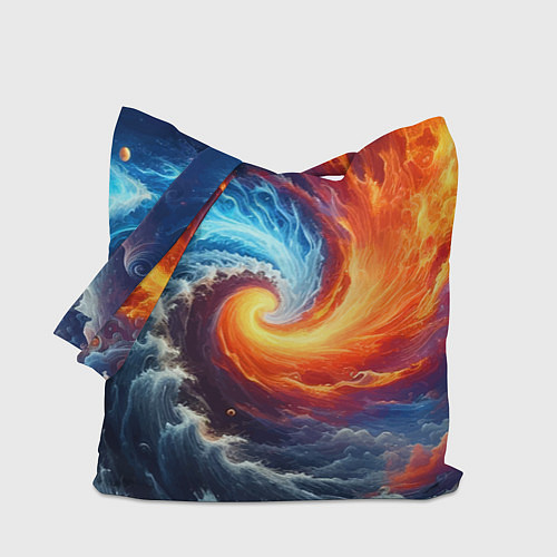 Сумка-шоппер Столкновение двух стихий - инь янь / 3D-принт – фото 1