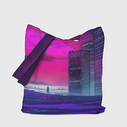 Сумка-шопер Synthwave неоновый город, цвет: 3D-принт