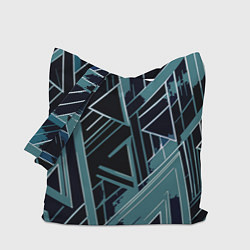 Сумка-шоппер Чёрно-бирюзовый абстракция геометричный