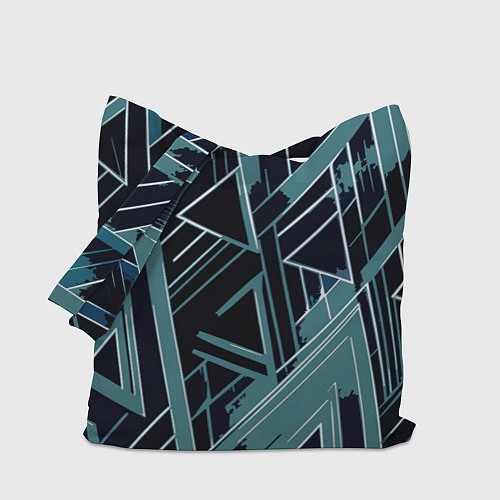 Сумка-шоппер Чёрно-бирюзовый абстракция геометричный / 3D-принт – фото 1
