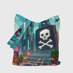 Сумка-шопер Minecraft district with skull - ai art fantasy, цвет: 3D-принт