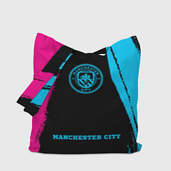 Сумка-шопер Manchester City - neon gradient по-центру, цвет: 3D-принт