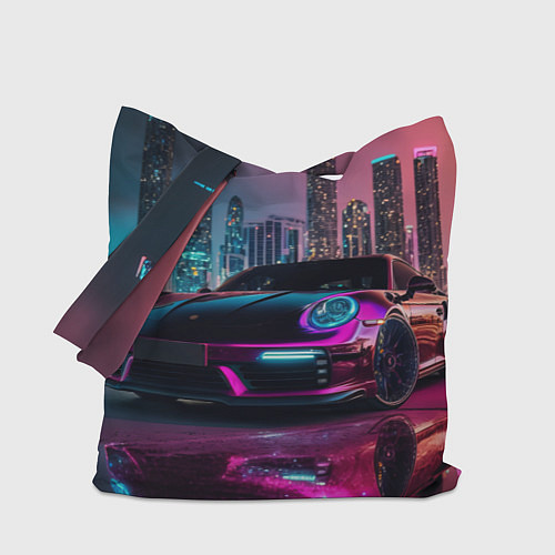 Сумка-шоппер Porshe night city / 3D-принт – фото 1