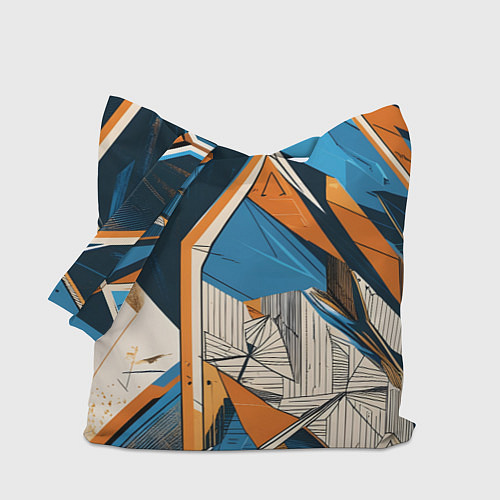 Сумка-шоппер Абстракция сине-оранжевая осколки / 3D-принт – фото 1