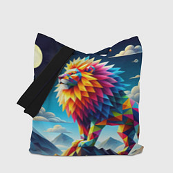 Сумка-шоппер Полигональный лев в горах - нейроарт