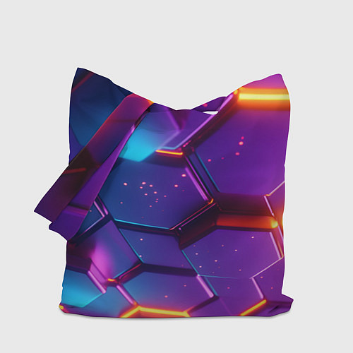 Сумка-шоппер Трехмерные соты с эффектом неона / 3D-принт – фото 1