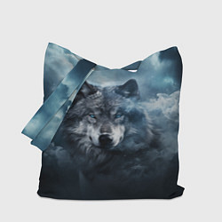 Сумка-шопер Волк ночью под луной, цвет: 3D-принт