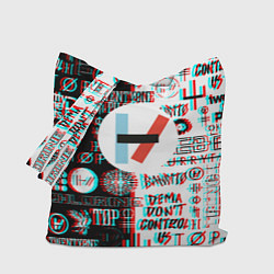 Сумка-шопер Twenty one pilots glitch pattern, цвет: 3D-принт