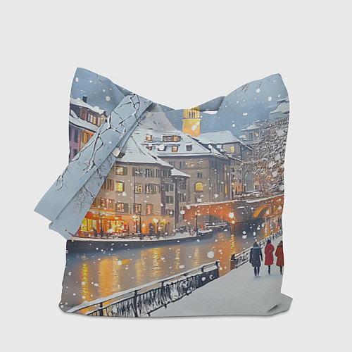 Сумка-шоппер Заснеженный Санкт-Петербург пейзаж / 3D-принт – фото 1