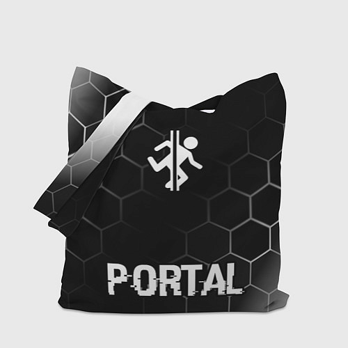 Сумка-шоппер Portal glitch на темном фоне по-центру / 3D-принт – фото 1