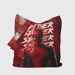 Сумка-шопер Spider-man red background, цвет: 3D-принт