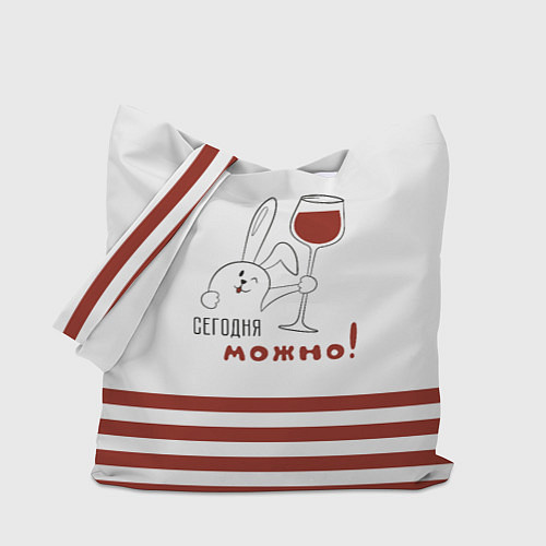 Сумка-шоппер Заяц с бокалом вина / 3D-принт – фото 1