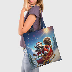 Сумка-шопер Енот на санях, цвет: 3D-принт — фото 2