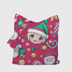 Сумка-шопер Новогодние рисунки аниме, цвет: 3D-принт