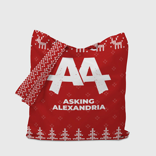 Сумка-шоппер Новогодний Asking Alexandria с оленями / 3D-принт – фото 1