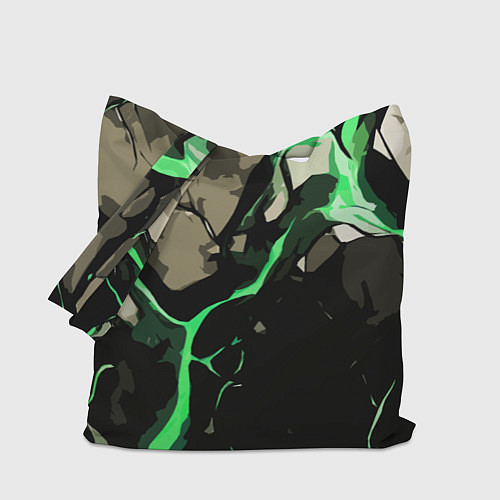 Сумка-шоппер Зелёный разлом в камне / 3D-принт – фото 1